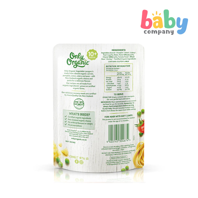 Only Organic Vegetable Lasagne (10+ mos) 170g