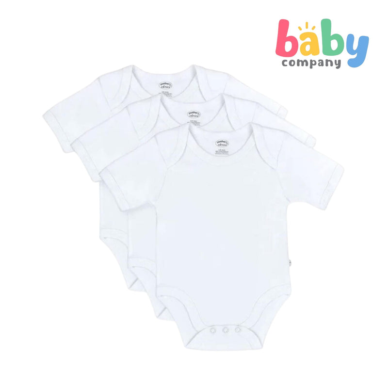 Mother's Choice Short Sleeve Bodysuits Pack of 3 - White