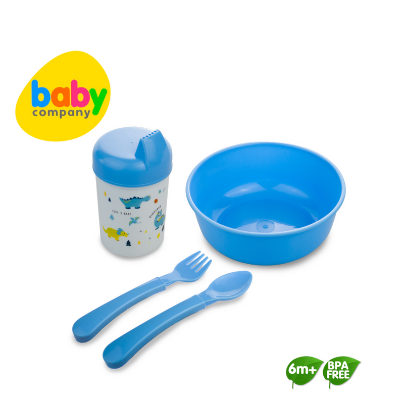 Coral Babies Feeding Set with Bowl, Training Cup, Spoon, and Fork