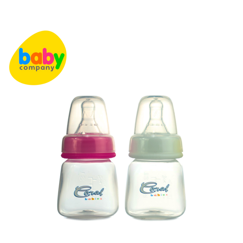 Coral Babies Regular Feeding Bottles with Anti-Colic Silicone Nipple - 2oz, Pack of 2