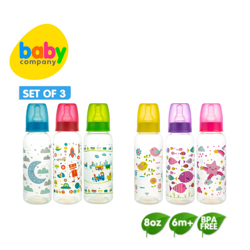 Coral Babies Feeding Bottles - 8oz,  Pack of 3