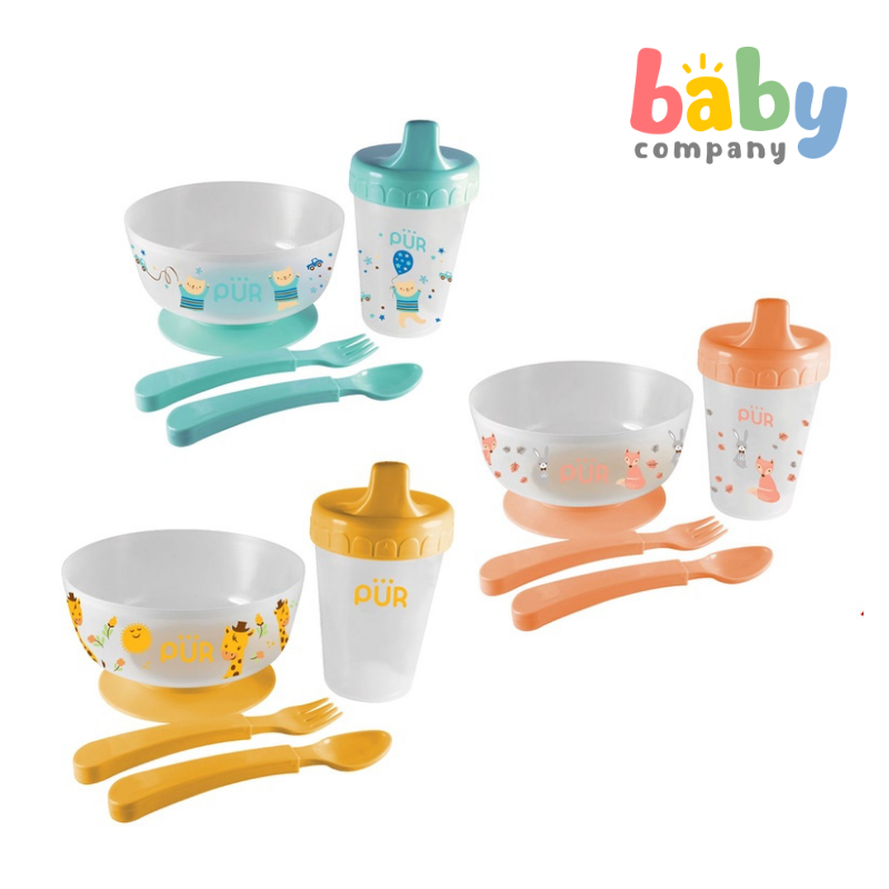 Pur Baby Weaning Set (Baby Bowl, Cup and Spoon & Fork)