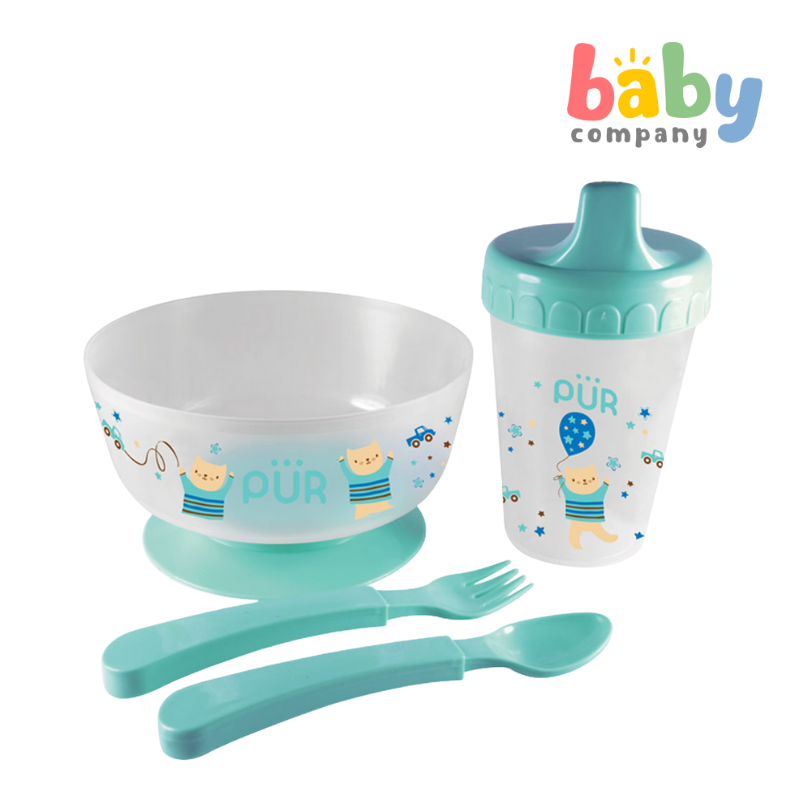 Pur Baby Weaning Set (Baby Bowl, Cup and Spoon & Fork)