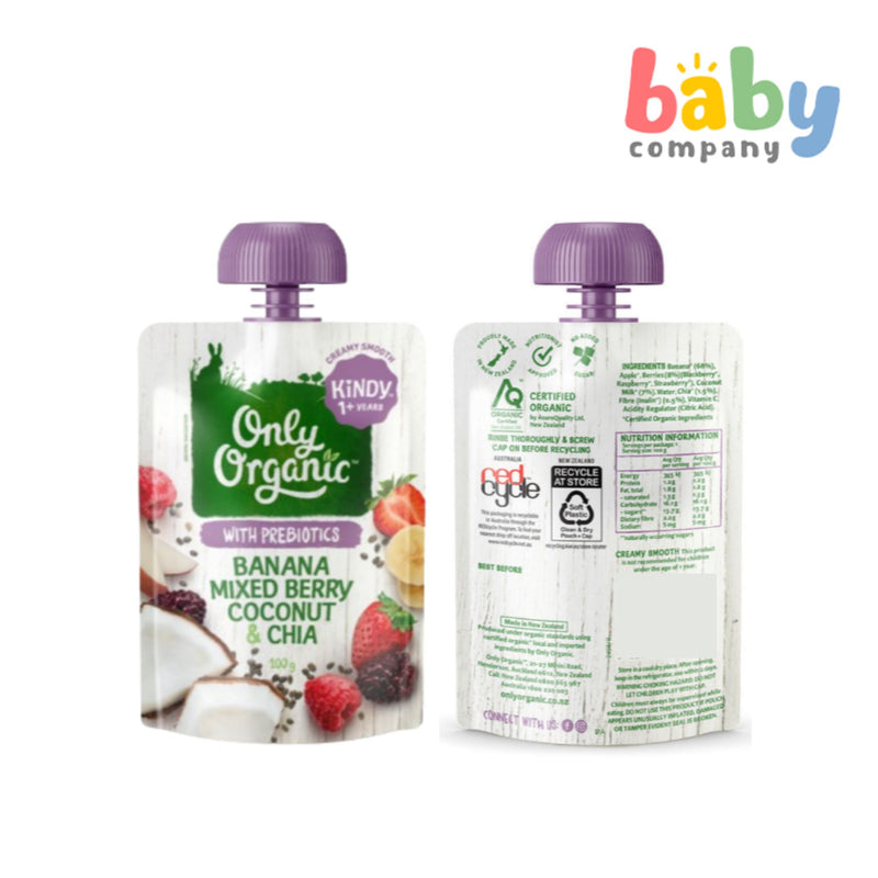 Only Organic Baby Food Banana Mixed Berry Coconut & Chia (12 mos+) 100g