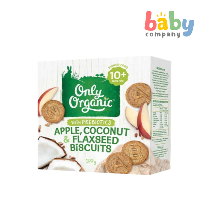 Only Organic Baby Snack Apple Coconut & Flaxseed Biscuits (10 mos+) 100g