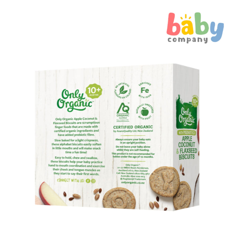 Only Organic Baby Snack Apple Coconut & Flaxseed Biscuits (10 mos+) 100g