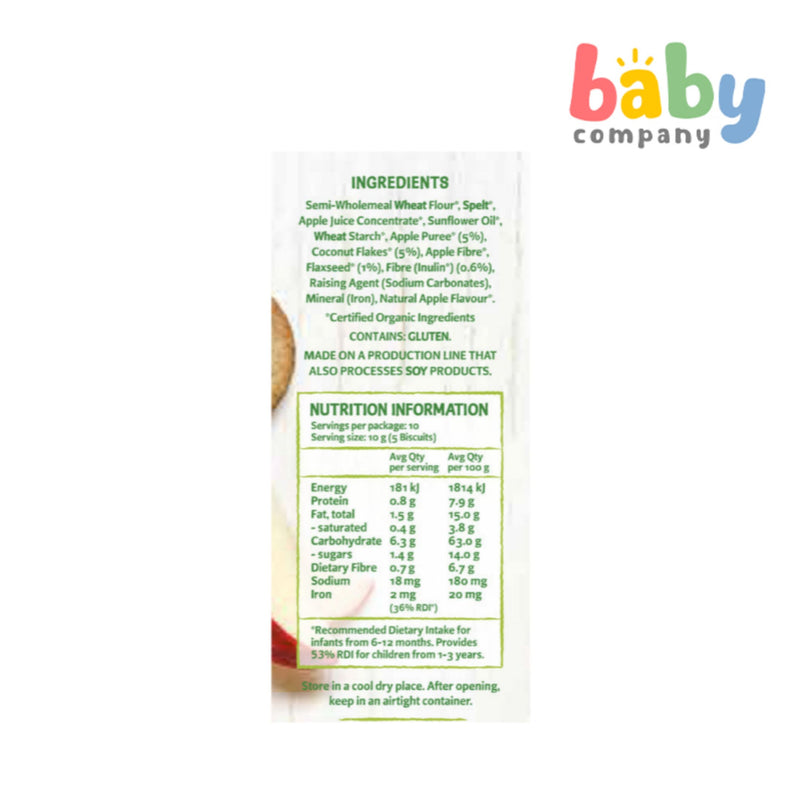 Only Organic Baby Snack Apple Coconut & Flaxseed Biscuits (10 mos+) 100g