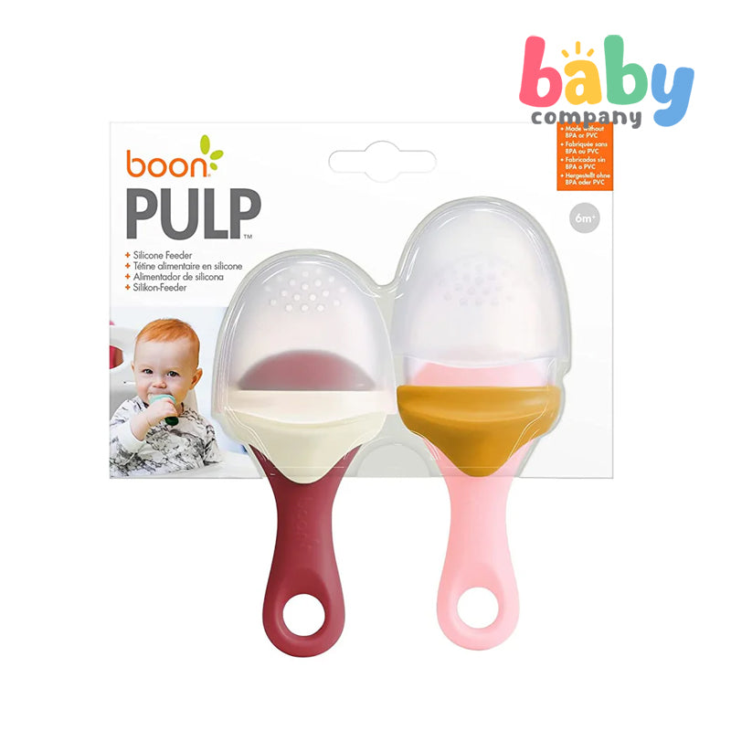 Boon Pulp Silicone Feeder - Orange & Pink (Pack of 2)