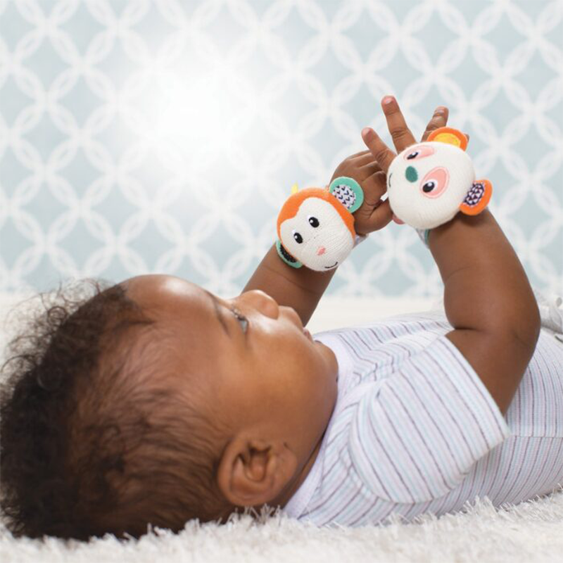 Infantino Wrist Rattles- Monkey/Panda