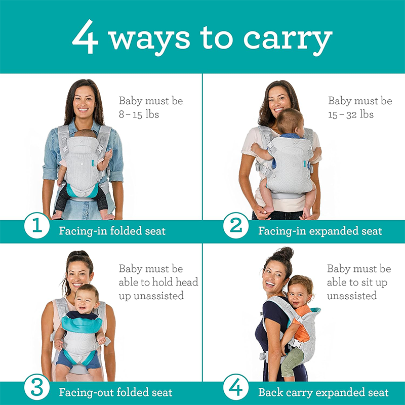 Infantino Flip 4-In-1 Light & Airy Convertible Carrier - Light Grey