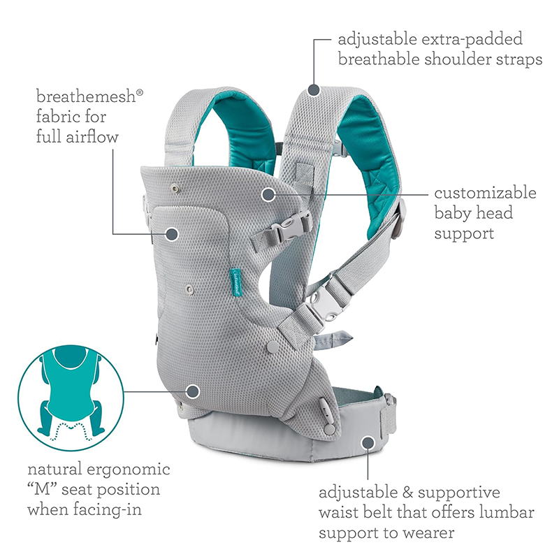 Infantino Flip 4-In-1 Light & Airy Convertible Carrier - Light Grey