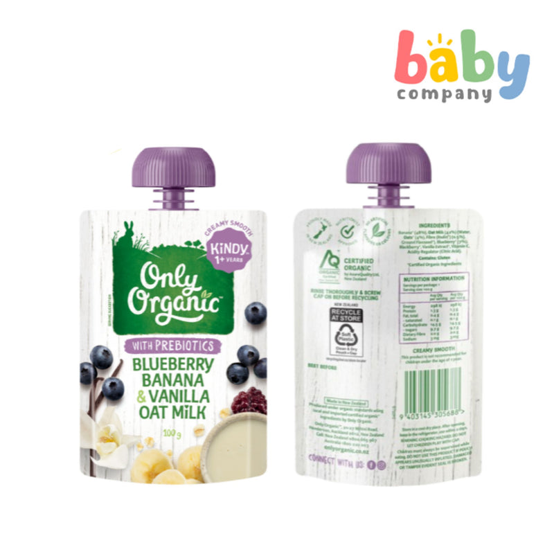 Only Organic Baby Food Banana Blueberry & Vanilla Oat Milk (12 mos+) 100g