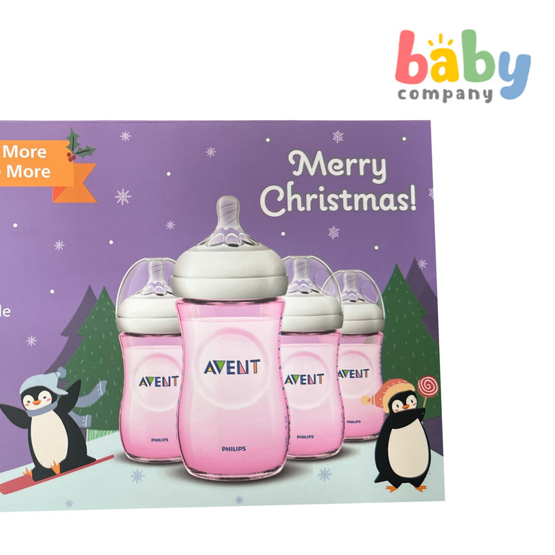 Philips Avent Natural Christmas 4-Pack Baby Bottle - 9oz, Pink