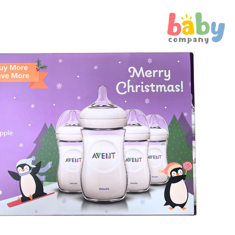 Philips Avent Natural Christmas 4-Pack Baby Bottle - 9oz, Clear