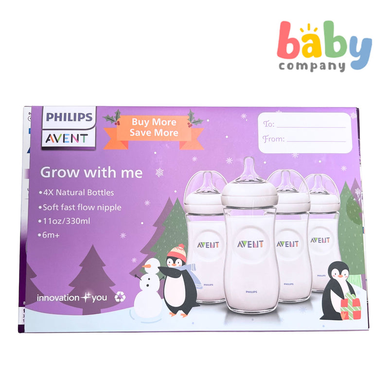 Philips Avent Natural Christmas 4-Pack Baby Bottle - 11oz, Clear