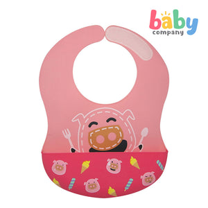 Marcus & Marcus Wide Coverage Silicone Baby Bib - Pig