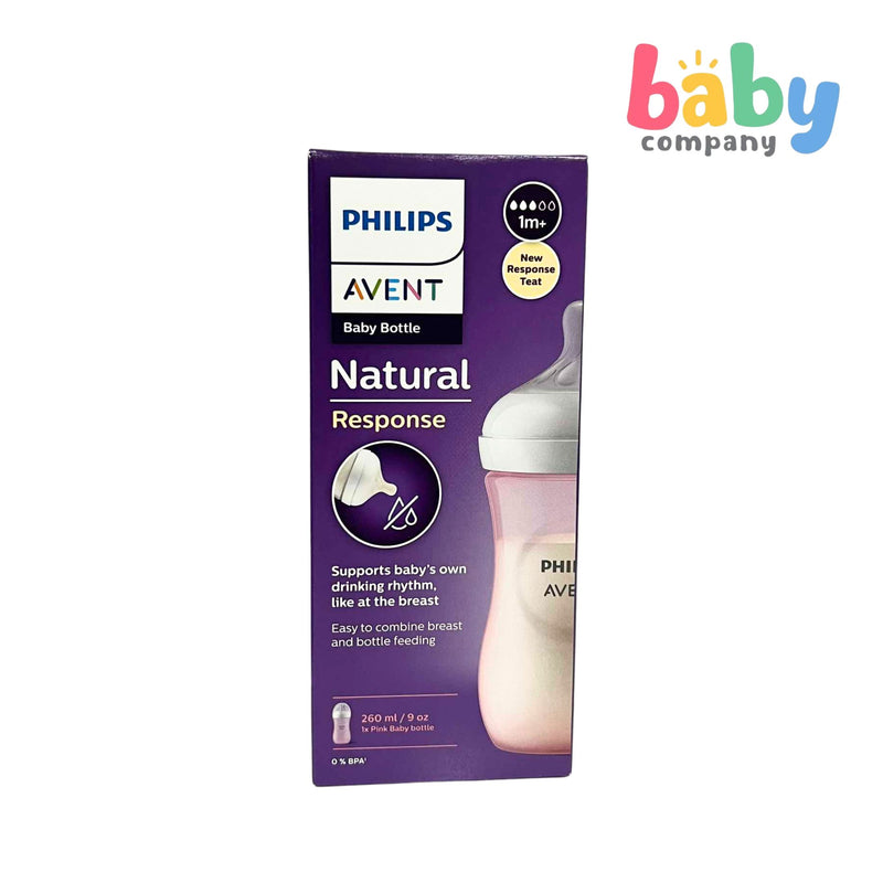 Philips Avent Natural Response Baby Bottle 1m+ 9oz/260ml, Pink