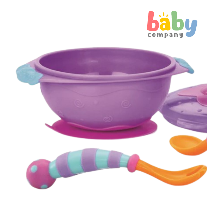 Nuby Wacky Ware Suction Bowl Feeding Set 12m+ - Purple and Aqua