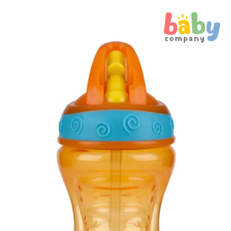 Nuby Flip-It Gator Grip Hard Straw Toddler Cup 12m+ - Orange