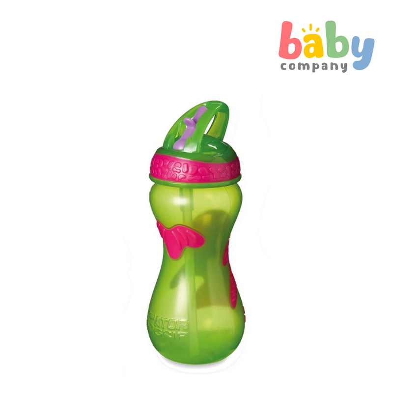 Nuby Flip-It Gator Grip Hard Straw Toddler Cup 18m+ - Green