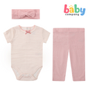 Mothers Choice Bodysuit, Pants, and Headband Set – Stripe/Pink