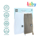 Nathan & Emma Burp Cloth - White & Peanut Brown
