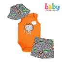 Mothers Choice Bodysuit, Short, and Sun Hat Set - Lion