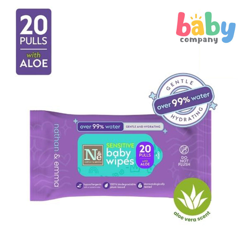 Nathan & Emma Sensitive Baby Wipes with Aloe 20 Pulls