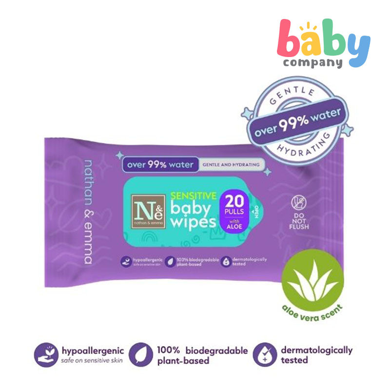 Nathan & Emma Sensitive Baby Wipes with Aloe 20 Pulls