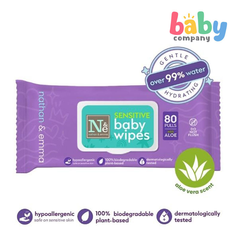 Nathan & Emma Sensitive Baby Wipes with Aloe 80 Pulls
