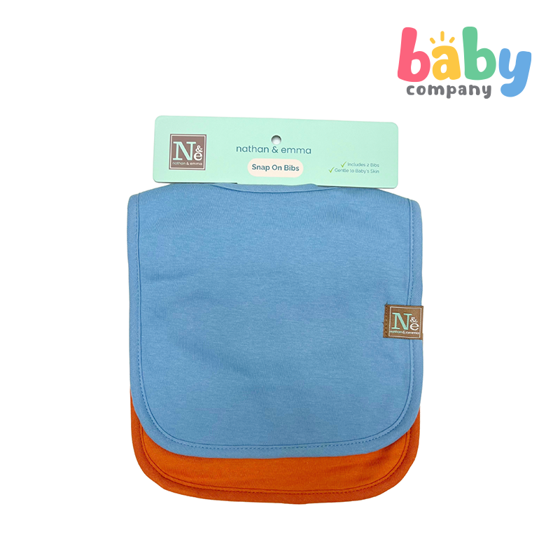 Nathan & Emma 2-Pack  Cotton and Fleece Bib - Blue and Orange