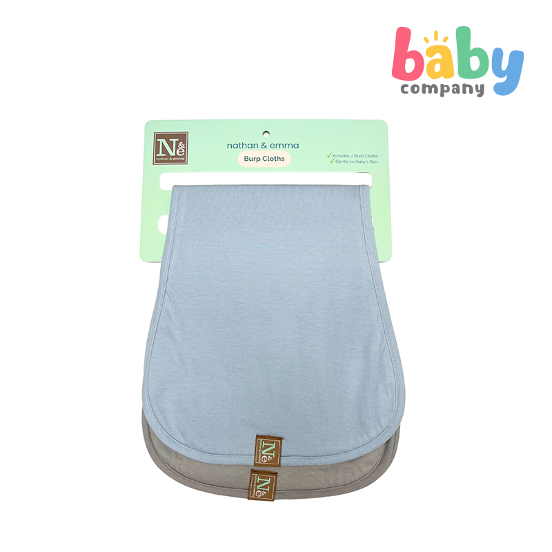 Nathan & Emma 2-Pack Burp Cloth Cotton and Fleece Bib - Blue and Gray