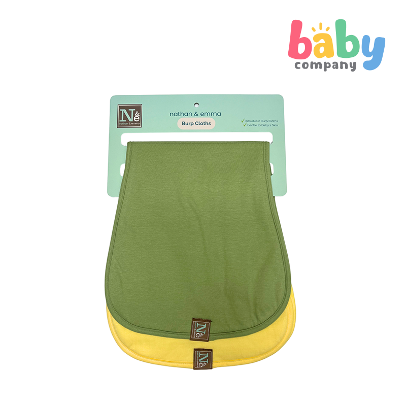 Nathan & Emma 2-Pack Burp Cloth Cotton and Fleece Bib - Green and Yellow
