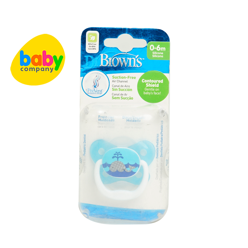 Dr. Brown's PreVent Butterfly Shield Pacifier – Stage 1 (0-6 months), Blue, 1-Pack