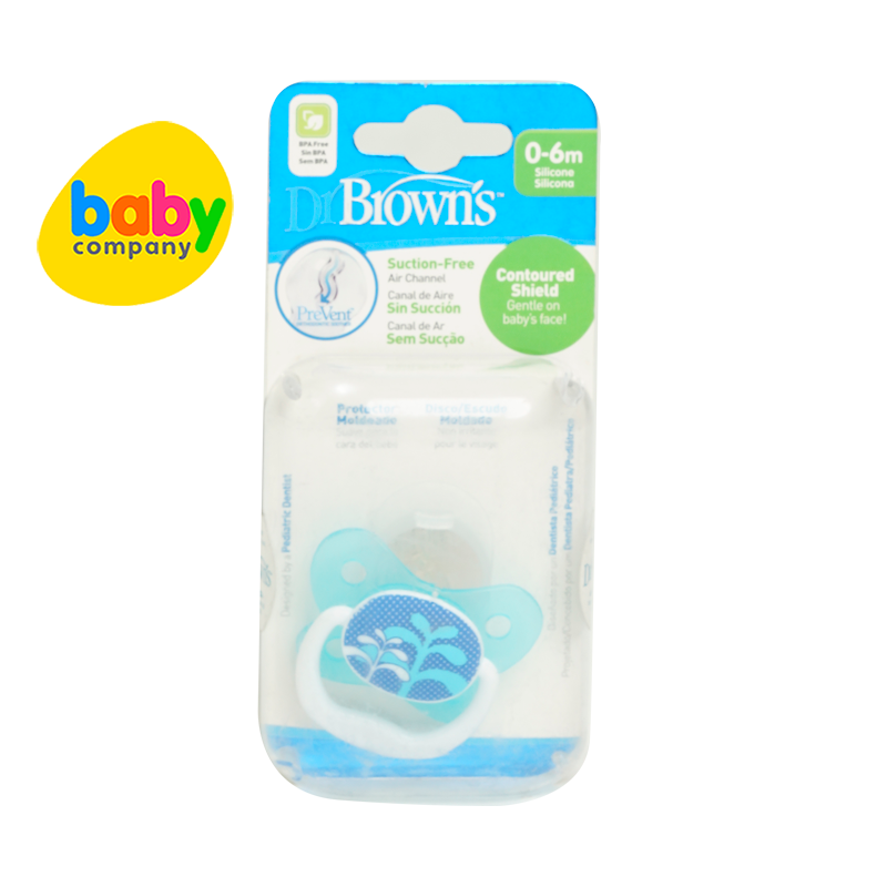 Dr. Brown's PreVent Butterfly Shield Pacifier – Stage 1 (0-6 months), Blue, 1-Pack