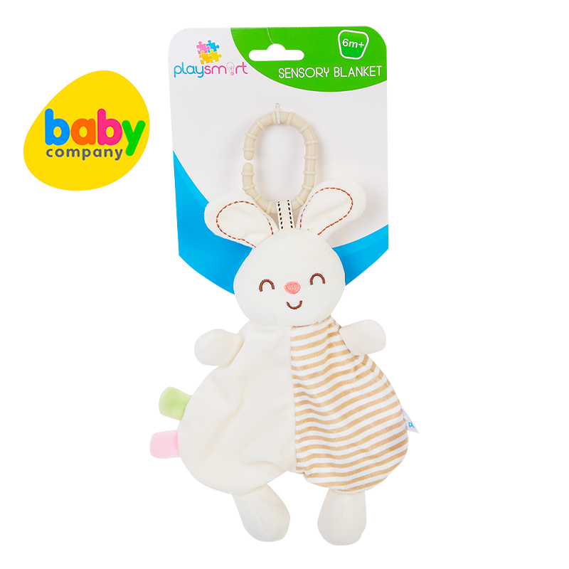 Playsmart Sensory Blanket Squeaker and Crib Toy - Bunny