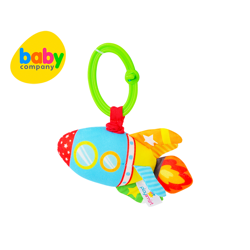 Playsmart Rattle & Pull Hanging Toy, Pack of 2 - Rocketship