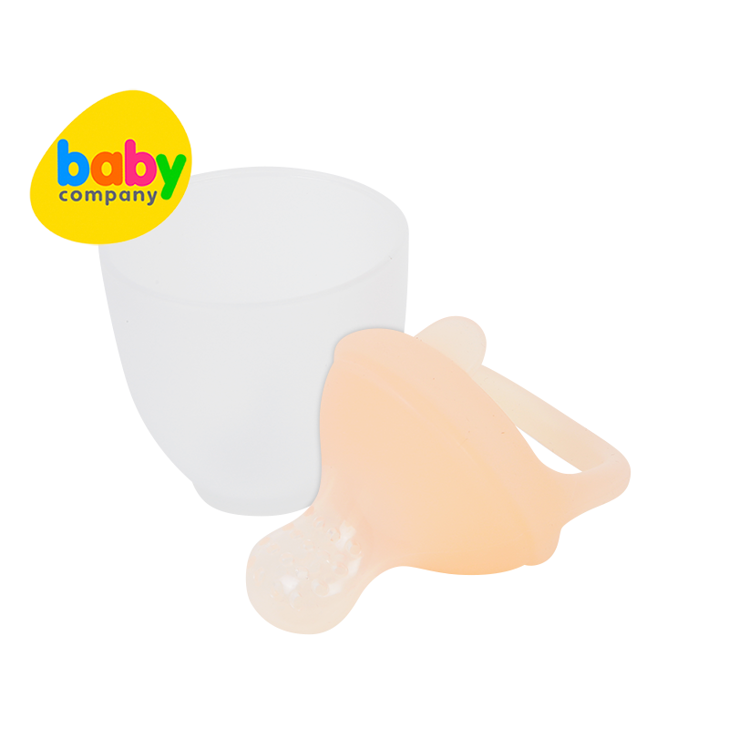 Mom & Baby Silicone Fruit Feeder with Cover - Orange