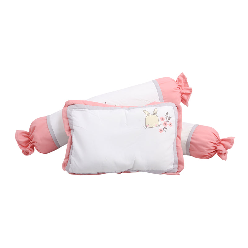 Quilted Giraffe Pillow and Bolster Case - Pink Bunny