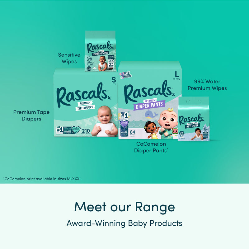Rascal + Friends Diapers Tape Jumbo Pack - Newborn, 80 pads