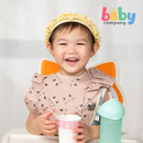 Nathan & Emma Ruffled Feeding Bib - Cream with Bear