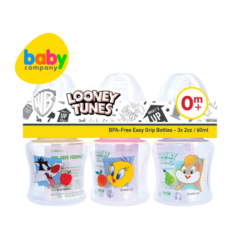 Looney Tunes Easy Grip Feeding Bottle 2oz - Pack of 3
