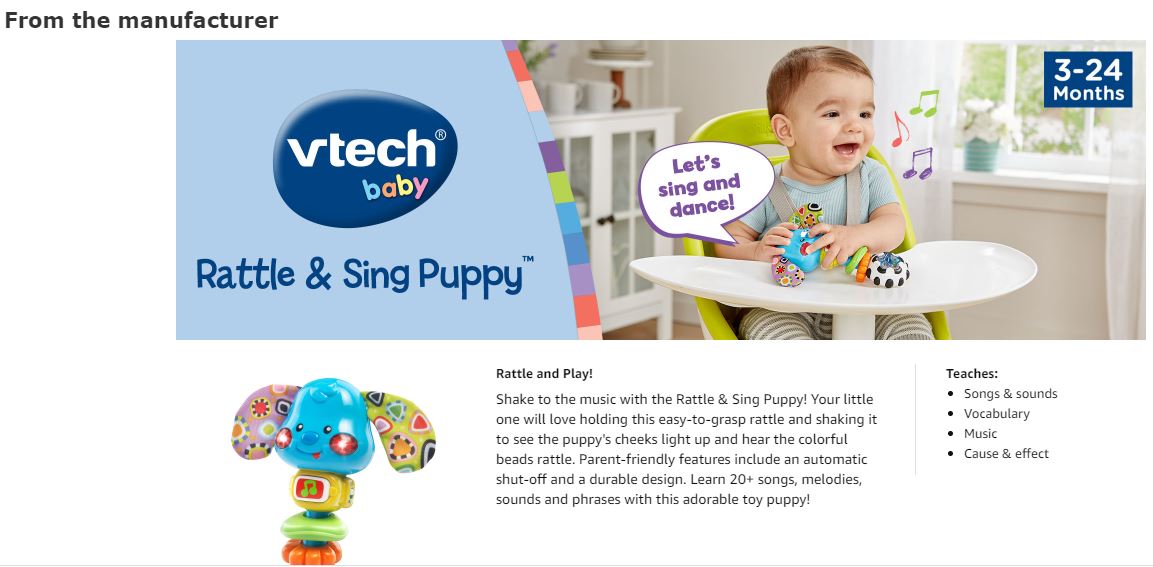 VTech Baby Rattle and Sing Puppy