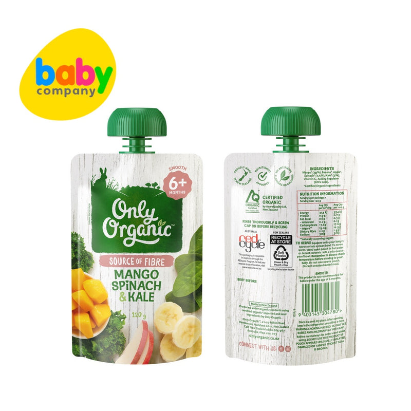 Only Organic Mango, Spinach & Kale (6+ mos) 120g