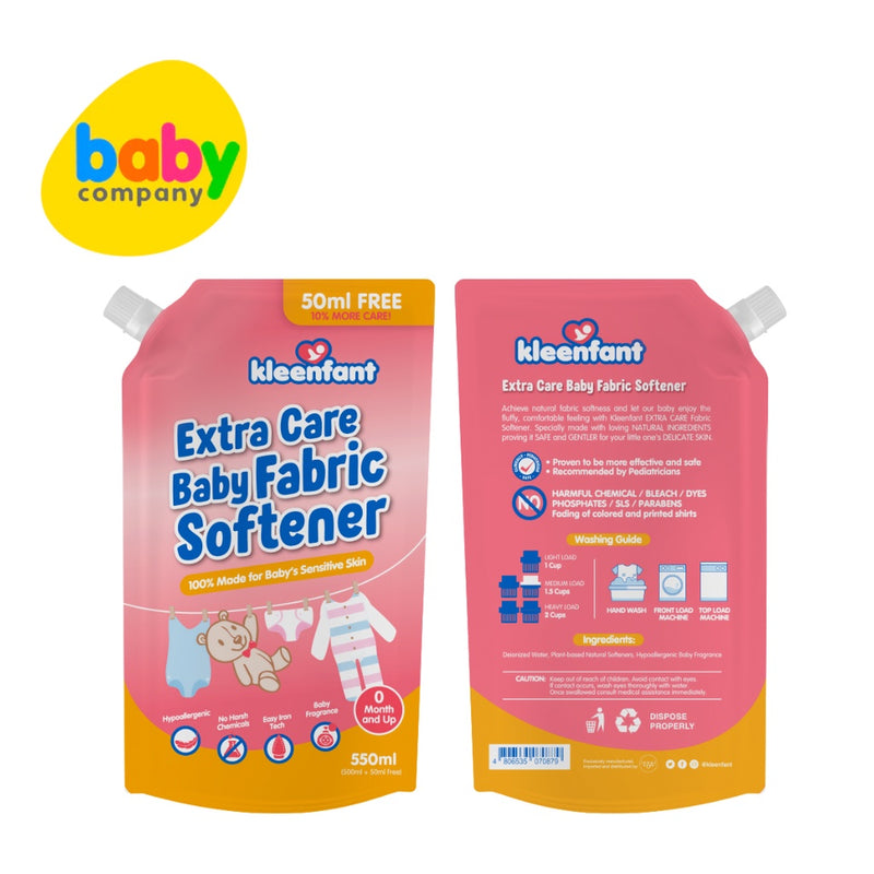 Kleenfant Extra Care Baby Fabric Softener - 550ml, Refill Pack