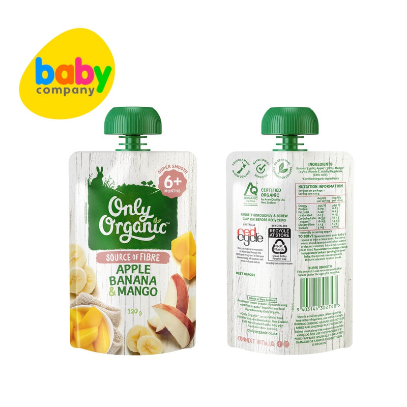 Only Organic Apple, Banana & Mango (6+ mos) 120g