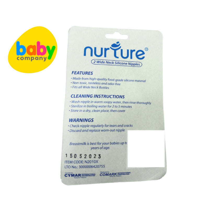 Nurture 2pcs Wide Neck Nipples - X-Cut