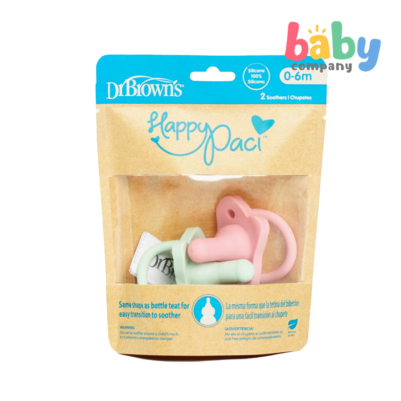 Dr Brown's One-Piece Silicone Soother 2 Pack, 0-6 months