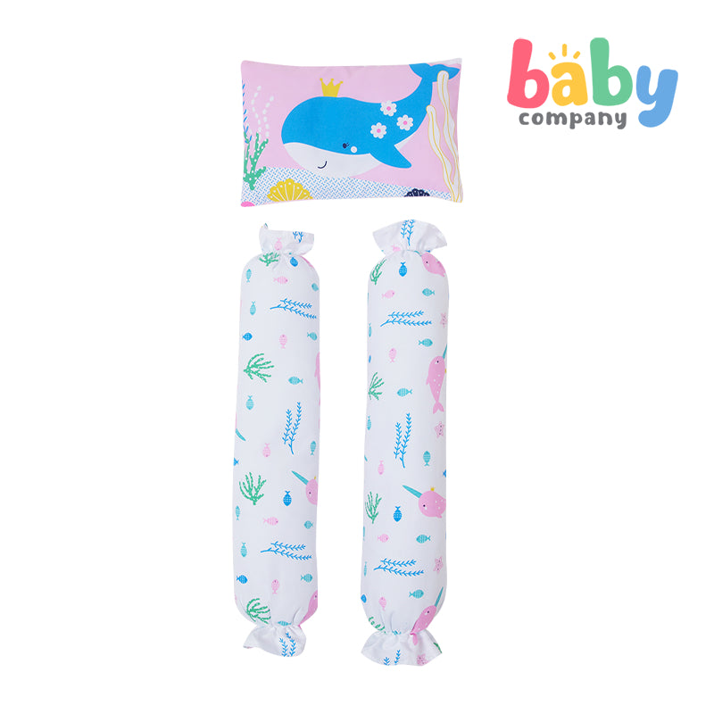 Bloom Bolster & Pillow Set - Pink, Whale