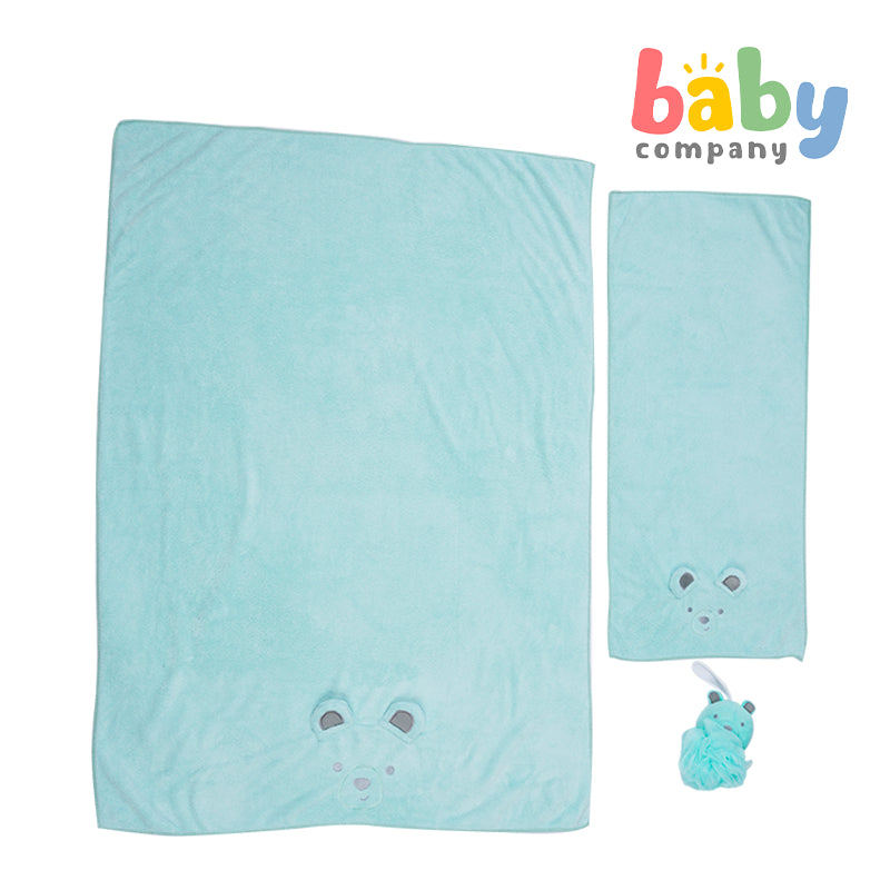 Bloom Coral 3-Piece Baby Bath Set - Blue Bear